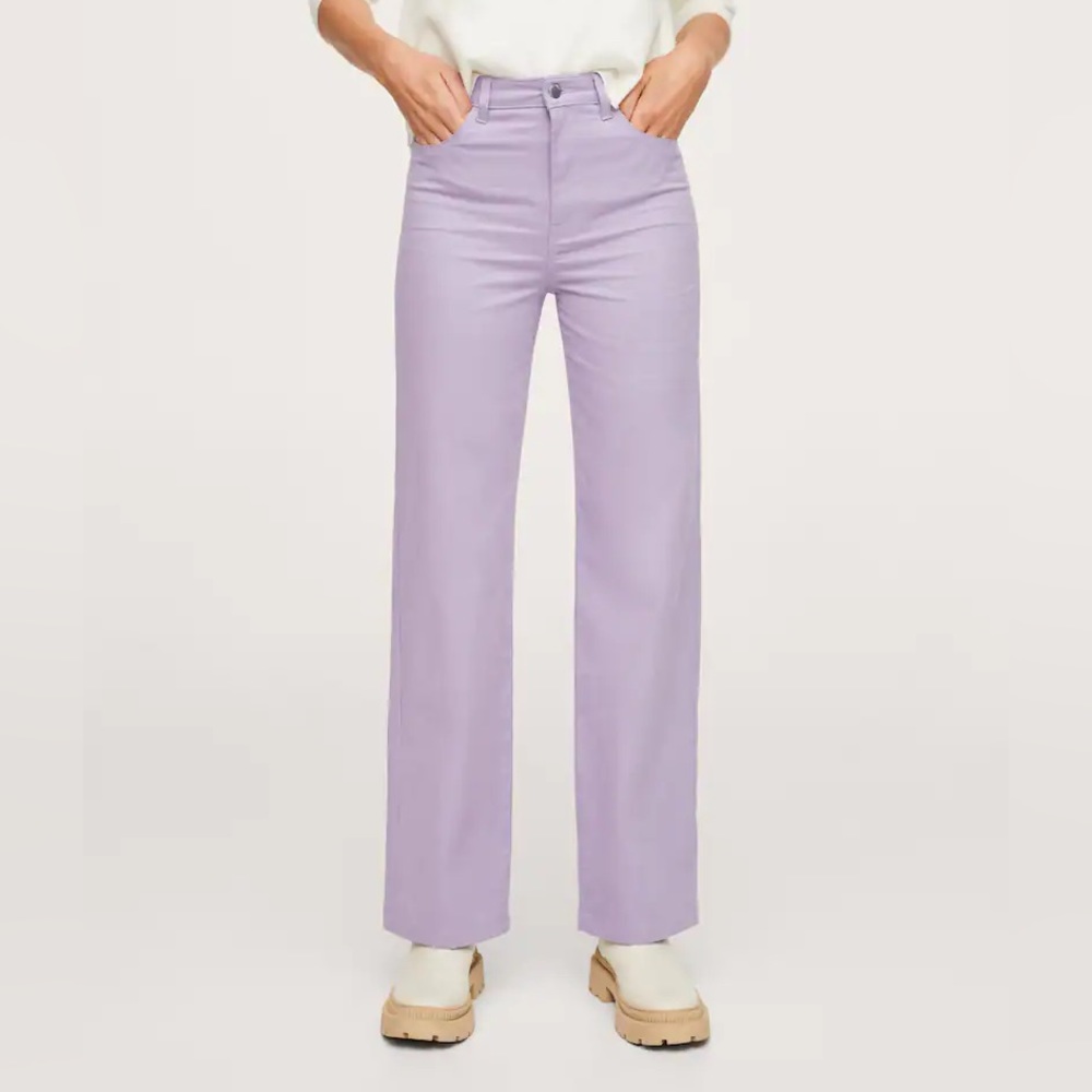 Mango Light Purple Cotton Pants